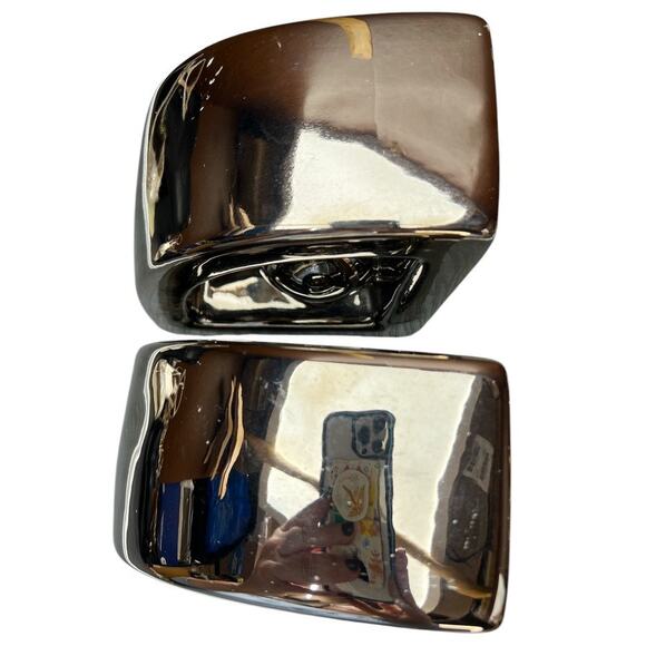 Vintage Jaru Post Modern Chrome Ceramic Bookends Sphere Abstract Metallic Retro - Picture 4 of 12